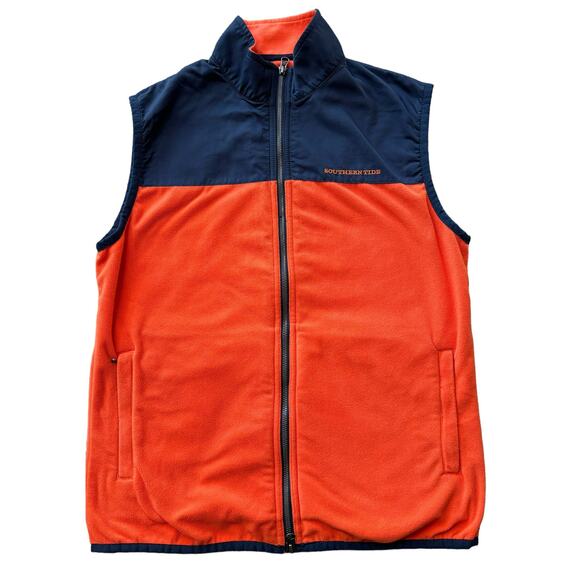 SOUTHERN TIDE  Men’s Navy & Orange Navigational Fleece Vest Size Medium - Picture 1 of 5
